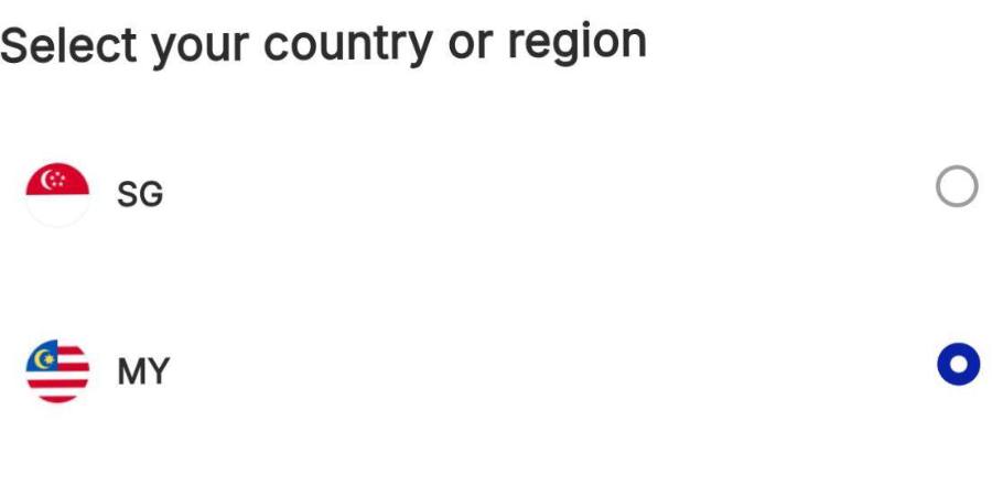 Country, then Continue.