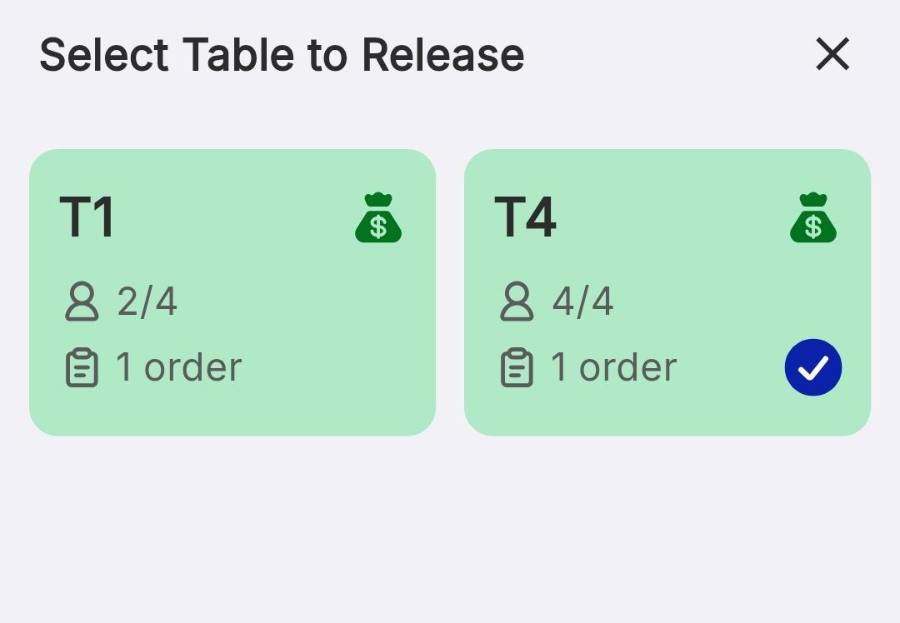 Tick the paid table.