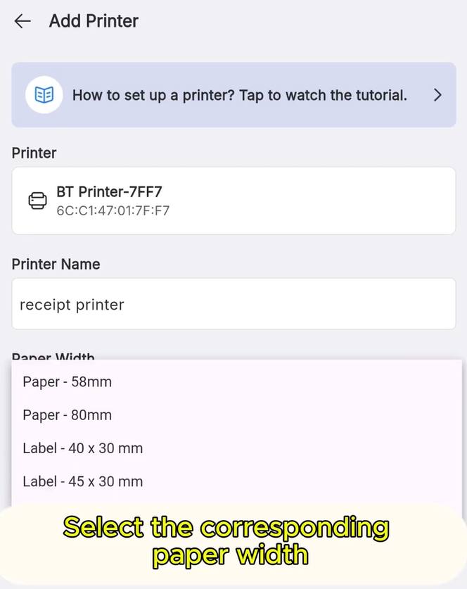 Pick the paper width.