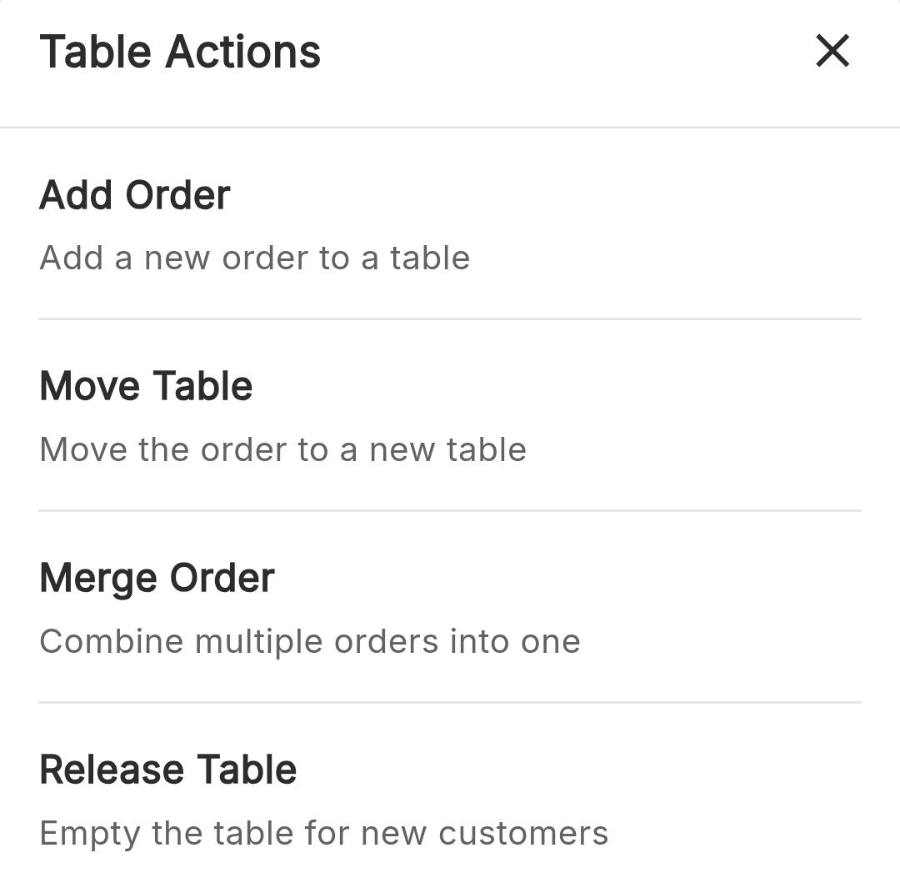 Table Actions, then Release Table.