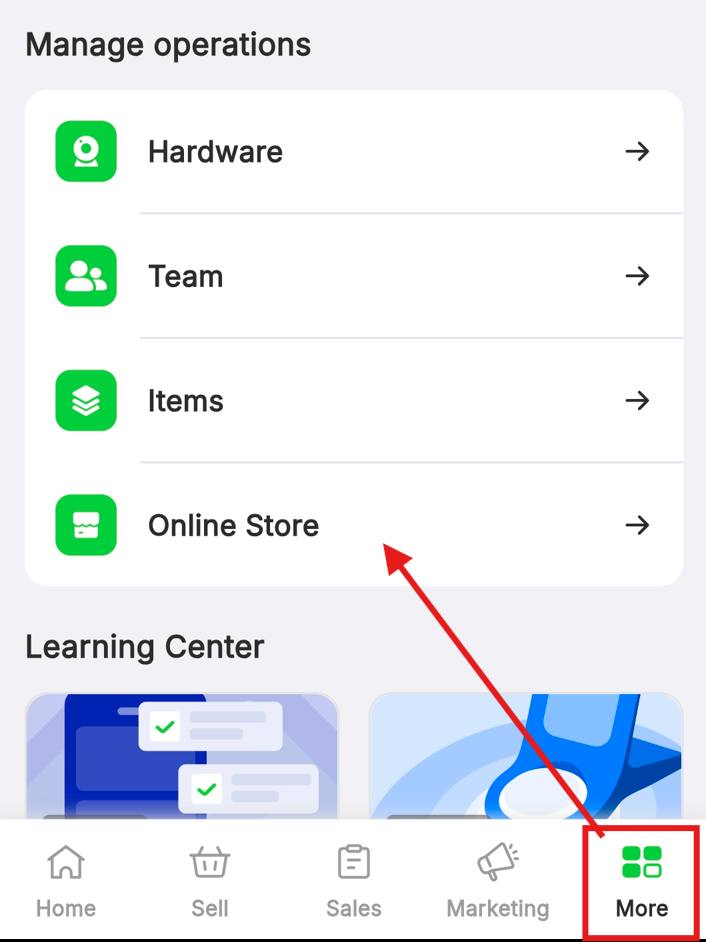 More, then Online Store.