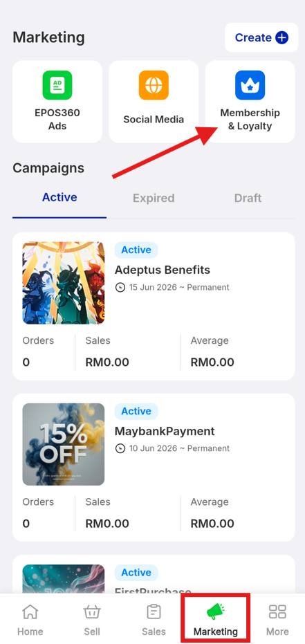 Phone: the Marketing tab.