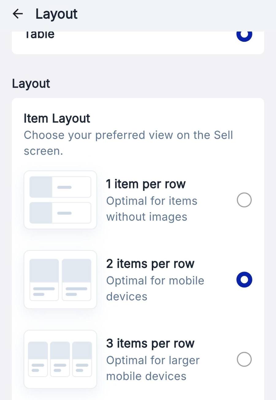 1, 2 or 3 items per row.
