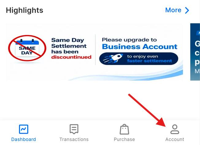The Account tab.