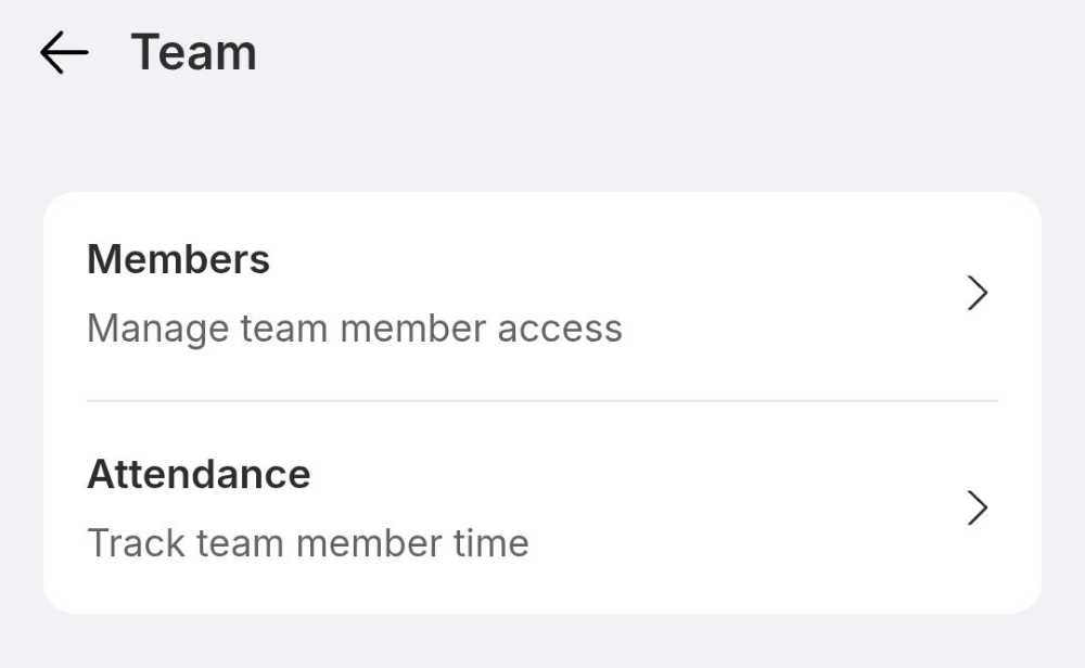 Team, then Attendance.