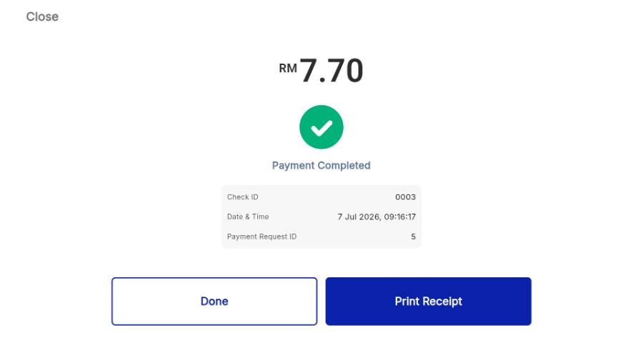 Payment completed.